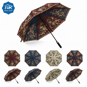 Parapluie de golf de grande taille, style vintage européen, motif petite marguerite, en pongée 260T, avec armature en fibre de verre, pour la protection solaire. - Product Image 5