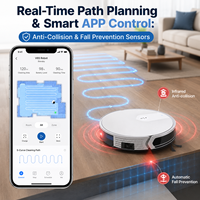 Robot aspirateur et serpillière intelligent à planification de trajet en temps réel, pour sols humides et secs, avec fonction de lavage et réservoir d'eau