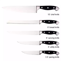 Couteau de chef moderne de 8 pouces en acier inoxydable avec manche en ABS noir et bois pour la découpe des aliments
