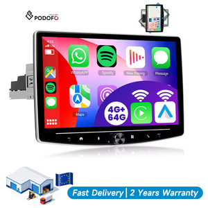 Autoradio Android Podofo 4+64G 1 Din avec écran IPS rotatif de 10,1 pouces, Carplay sans fil, Android Auto, GPS, Wifi, FM, RDS, stéréo simple DIN - Product Image 1