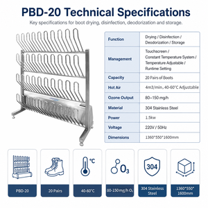 Space Saving Floor Standing Boot Drying Rack with <strong>40</strong> Drying Tubes Ozone Disinfection for Workshop Changing Room - Product Image 5