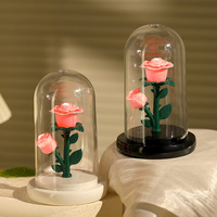 Veilleuse LED créative à la main ornement de fleur de Rose éternelle créative pour anniversaire saint valentin fleurs préservées plantes