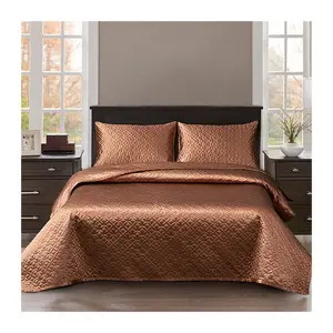 Factory Supply Washable Bed Cover Set 3 Pcs Bedspread Set Microfiber Embroidery Bedspread