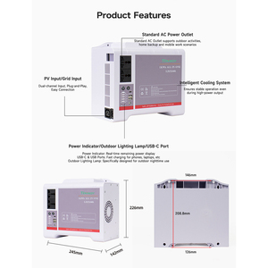 Système de stockage d'énergie solaire portable de 1 kWh, station d'alimentation à batterie LiFePO4, générateur solaire tout-en-un - Product Image 3