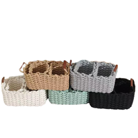 Ensemble de 3 paniers de rangement tissés avec poignées, panier de rangement en corde de coton