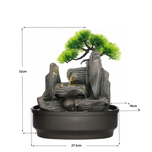 Fuente de Agua Decorativa con Bonsái y Rocas, con Luces LED, para Decoración de Escritorio en Casa u Oficina, Regalo para Relajación en Interiores - Product Image 6
