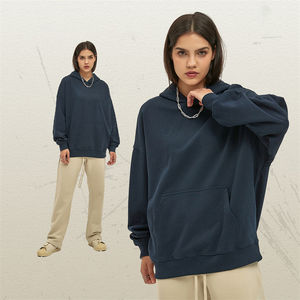 Sudadera con capucha de bolsillo de peso pesado de algodón 100% para hombre, alta calidad, personalizada, hombro caído, gran tamaño, otoño - Product Image 5