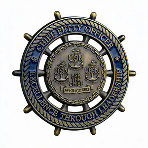 Pièce de collection vintage en métal en forme de roue de bateau, pièce commémorative, souvenir, objet de présentation, cadeau - Product Image 3