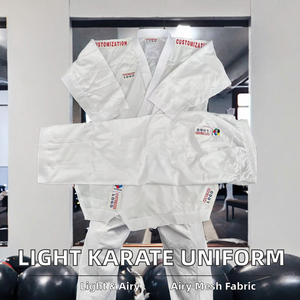 Uniformes de karaté en maille respirante approuvés par la WKF, légers, en polyester/coton, KUMITE Gi avec broderie et motif imprimé - Product Image 2