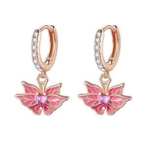 Pendientes de botón de circonita dorada con diseño de trébol de cuatro hojas y <span class=keywords><strong>mariposa</strong></span>, redondos y cuadrados, chapados en cobre y plata 925, estilo nuevo, los más vendidos. - Product Image 3