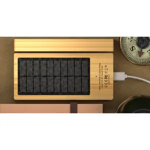 Banque d'alimentation solaire en bambou FSC, gadgets écologiques - Product Image 2