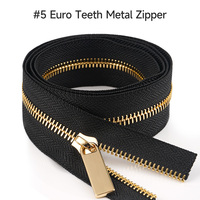 5 # or dents métal fermeture éclair fournisseur haute qualité 5 # métal Zip rouleau personnalisé métal fermeture éclair bande pour sac vêtement sacs à main vêtements