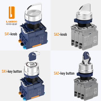 Interruptor de Botón Metálico Impermeable de Alta Resistencia LANBOO de 22 mm y 25 A, Interruptor de Llave de 2/3 Posiciones, Autobloqueante Electrónico, Auto-Reiniciable, 2NO+1NC 1NO