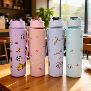 Cartoon 2026 <strong>Football</strong> 750ml Plastic <strong>Water</strong> <strong>Bottle</strong> with Strap Kids' Back to School <strong>Water</strong> Cup with Straw - Product Image 3