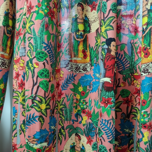 Belle pêche Floral-imprimé indien coton rideaux et cantonnières traitements de fenêtre pour les chambres - Product Image 1