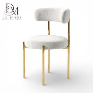 Gold wedding <b>chair</b> rental Stainless steel banquet <b>chair</b> <b>Pink</b> tufted upholstery <b>chair</b> Round back event <b>chair</b> - Product Image 2