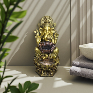 Cascade de table Feng Shui avec <span class=keywords><strong>Bouddha</strong></span> et Dieu Éléphant Hindou - Mini paysage en résine artisanal <span class=keywords><strong>pour</strong></span> la richesse et la sagesse - Product Image 2