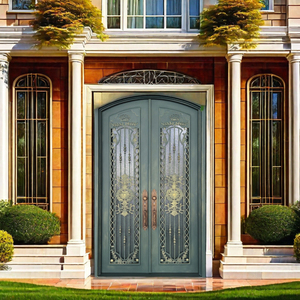 Puerta francesa de hierro forjado para entrada de casa con apertura lateral impermeable <span class=keywords><strong>elegante</strong></span> personalizada al por mayor - Product Image 5