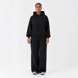 <b>Women</b> Oversized Black Hoodie Wide Leg Sweatpants Set Casual Fleece Tracksuit Two Piece Loungewear <b>Jogger</b> <b>Outfit</b> Streetwear Daiy - Product Image 1