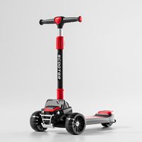 Trottinette à trois roues en plastique pour enfants, avec éclairage et musique, motif dessin animé mignon, hauteur réglable, pour l'extérieur