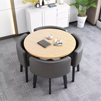 Ensemble de table à manger de luxe moderne et durable, chaises en métal, plateau en MDF, idéal pour salon, café, hôtel, cantine, salon de thé - Vente chaude