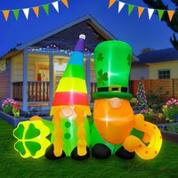Vente flash : Chapeau gonflable arc-en-ciel pour la Saint-Patrick, trèfle à quatre feuilles lumineux, décorations gonflables personnalisables