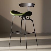 Chaise de bar moderne en cuir, tabouret de bar commercial, chaise de salle à manger, tabouret de bar simple en acier inoxydable pour cuisine