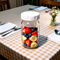 Pot Mason en verre de 32 oz avec couvercle en plastique et compartiment à sauce amovible, séparation humide/sec pour collations, overnight oats, yaourt, parfait, salade