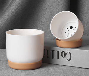 Haute Qualité En Plastique Recyclé Plante Pot De Fleur Conteneur Petit Imité En Céramique Blanc Auto Arrosage Planteur Pots pour Plante - Product Image 4