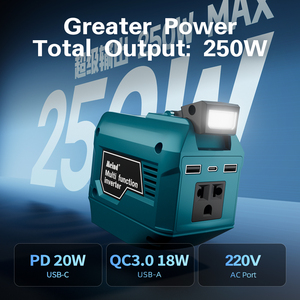 Convertisseur 250W pour <span class=keywords><strong>batterie</strong></span> 18V, DC 18V vers AC 220V, alimentation portable, <span class=keywords><strong>chargeur</strong></span> pour le camping, les voyages et la maison - Product Image 5
