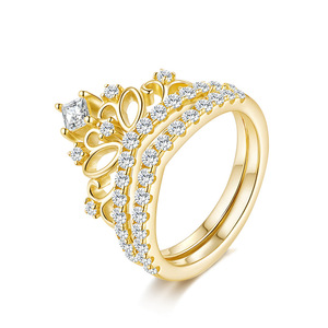 S925 <b>Silver</b> Crown Moissanite Two Piece Stackable <b>Ring</b> Set 2026 Hot Trend Women Wedding Engagement Jewelry Accessory - Product Image 1