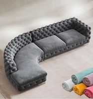 Canapé de salon moderne en velours rembourré en acier inoxydable, canapé modulaire en forme de U, canapé sectionnel pour la maison, l'hôtel, le club