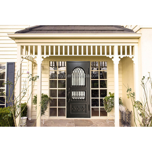 Puerta Principal de Seguridad Moderna de Hierro Forjado y Acero con Vidrio, Diseño Simple de Una Sola Puerta, Impermeable, con Diseño Gráfico 011 - Product Image 2