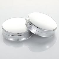 Boîtier compact rond argenté personnalisé pour fond de teint, crème BB, poudre libre ou poudre compacte, couleur nude