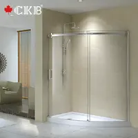 CKB nichel spazzolato alluminio Hotel casa bagno porta doccia scorrevole in vetro temperato senza telaio