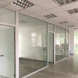 Tabique de pared desmontable de vidrio para oficina, partición desmontable de vidrio, a prueba de sonido