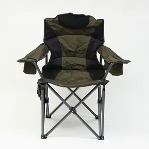 The Popular Portable Folding Camping Chair with 4-Can Cooler Side Pocket and Cup Holder for Adults Hiking Fishing