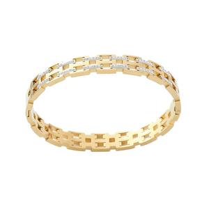 Brazalete con incrustaciones de diamantes ahuecados de moda de acero inoxidable 304, joyería personalizada de alta calidad al por mayor - Product Image 4