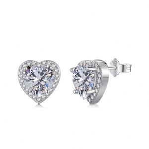 Boucles d'oreilles Dylam de luxe minimalistes, tendance, en argent sterling avec zircon en forme de cœur, bijoux de mariage, boucles d'oreilles en argent sterling avec zircon cubique en forme de cœur - Product Image 1
