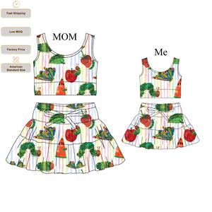 Ensemble de sport personnalisé été <span class=keywords><strong>Maman</strong></span> et moi, haute élasticité, respirant, pour le fitness, le golf et le tennis, comprenant une jupe de tennis et un débardeur court pour femme, idéal pour le <span class=keywords><strong>yoga</strong></span> - Product Image 2