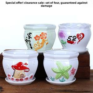 Pots de fleurs et plateaux en céramique de style moderne dégagement spécial grand pot succulent orchidée radis vert pour usage domestique - Product Image 5