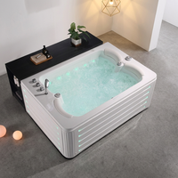 Sofisticada Bañera de Hidromasaje Independiente de 1.92m para Interiores, Impresionante Panel Lateral Hueco Luminoso, Bluetooth y Termostato