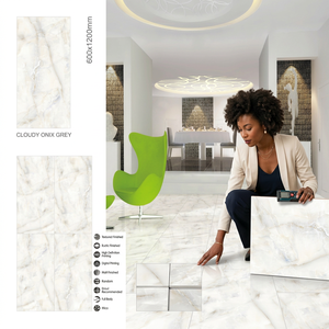 Carreaux de porcelaine polie Daina Beige Ivoire 600x1200mm, aspect bois numérique et marbre, pour murs et sols - Product Image 5