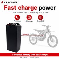 Batterie E-Moto 72V 50Ah à charge rapide 15A 9C, pack liquide avec BMS intelligent, compatible Ansen Sur-Ron Light Bee X, 800 cycles