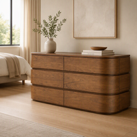 Commode moderne en bois à 6 tiroirs, meuble de rangement, buffet de salon, unité de rangement à tiroirs, meuble