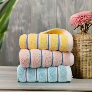 Serviette de toilette pour adulte en coton 100% à séchage rapide, jacquard rayé avec logo personnalisé - Product Image 1