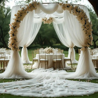 Tissu de rideau en fil de laine pour livraison directe, idéal pour décoration de lieux de mariage et de fêtes en extérieur, arche de toile de fond en tulle, modèle Rod-Pass