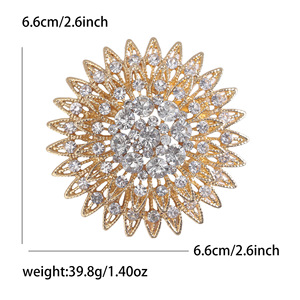 Broches de Flor de Cristal con Incrustaciones de Diamantes en Forma de Corazón de Durazno, Diseño Hueco, Chapados en Oro, Unisex, Regalos para Bodas, Compromisos y Fiestas - Product Image 6