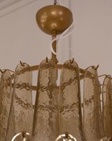 Lustre en verre de Murano italien contemporain, forme de pétale, éclairage suspendu en verre