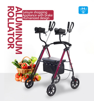 Déambulateur médical, roues de 8 po, compact pliable, facile à plier, à soulever et à transporter, livré avec support de canne